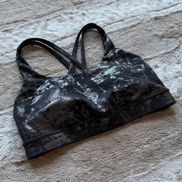 Lululemon Energy Bra in Crinkle Heather Brindle High Shine Foil Size 6 - Picture 5 of 13